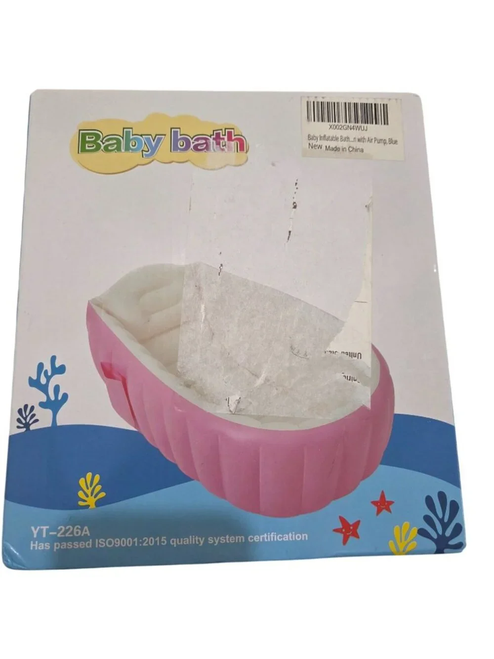 Baby Inflatable Bath Tub With Air Pump Blue PVC 38.5